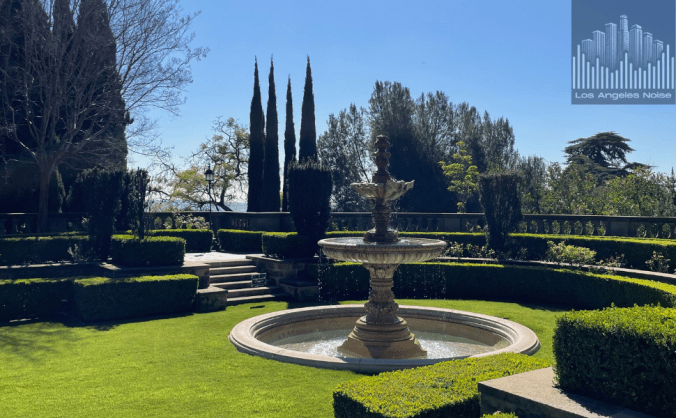 One of the many outdoor spaces on the grounds of the Greystone Mansion